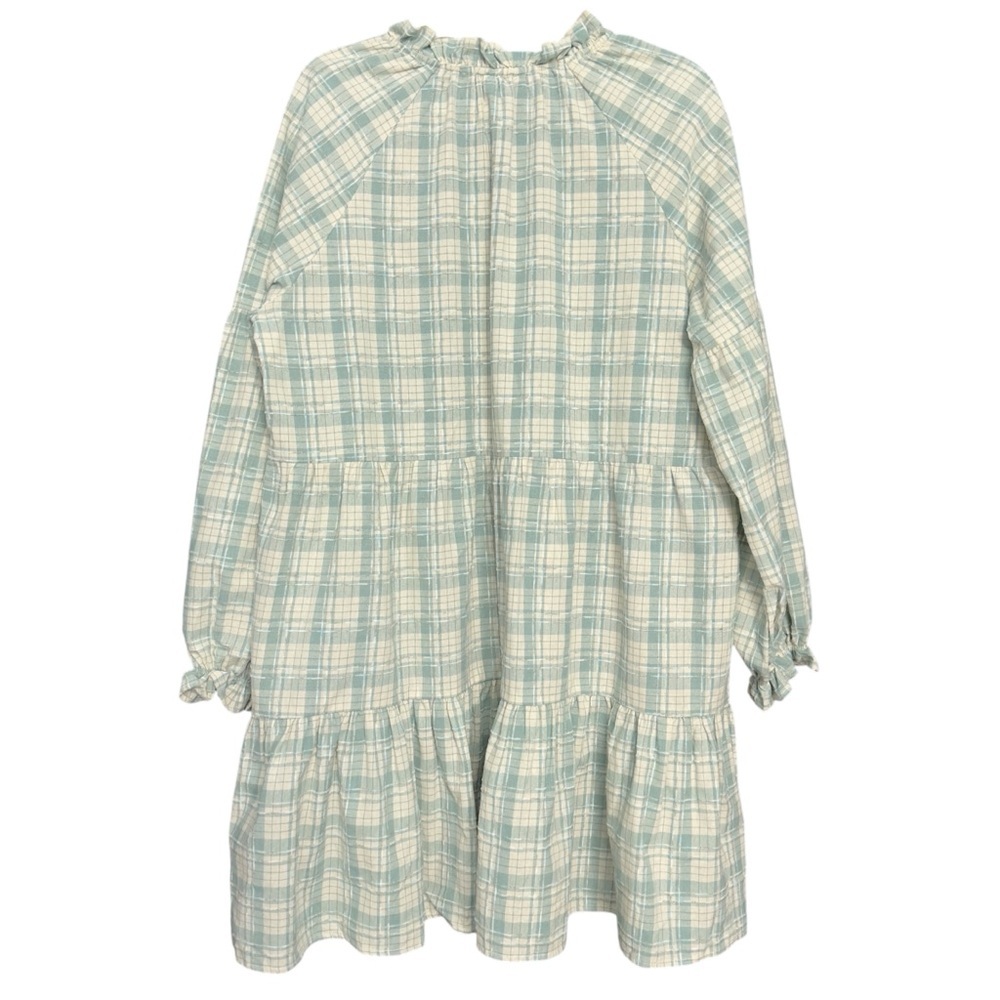 Pink Lily Plaid Tiered Babydoll Dress Large Long Sleeve - Picture 2 of 11